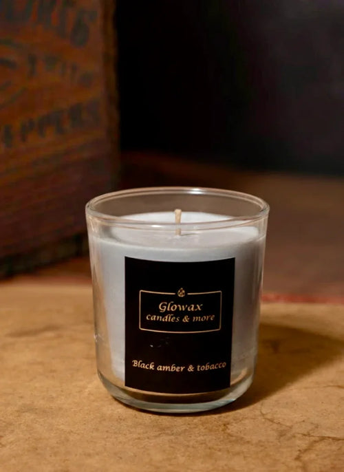 χειροποίητο κερί σόγιας Black amber and Tabac - Glowax
